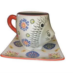 Yokohama Studio Colorful Hedgehog Mug and Saucer Set